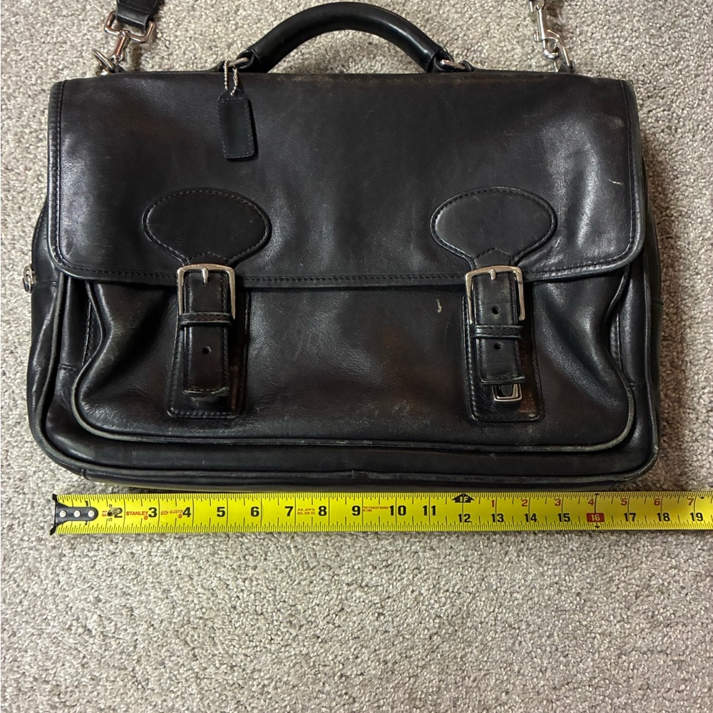 Coach Black Leather Messenger Bag - Picture 4 of 12